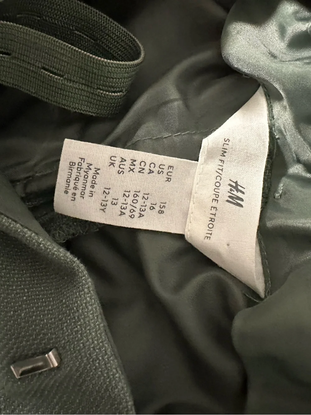 H&M Olive Green Chinos for Boys s16